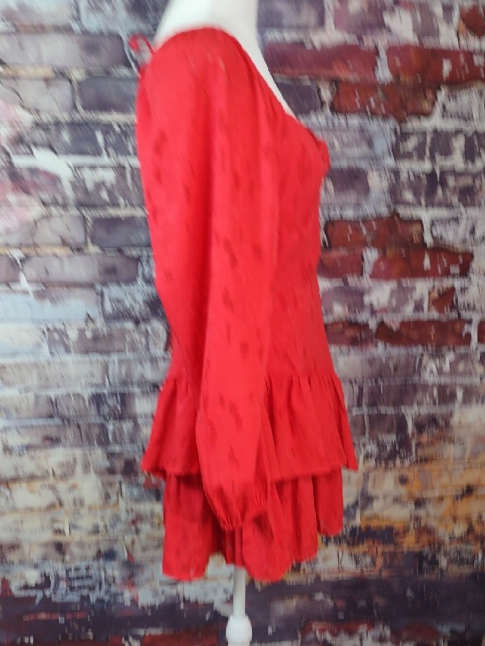 Francesca's Collections Red Long-Sleeve Ruffle Mini Dress - Picture 4 of 12